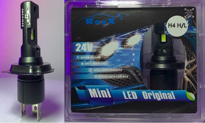 MINI H4 24V KIT LED H4 MINI RAYX 6000K 12.000L ((ESPECIFICA P/ 24V RAYX))