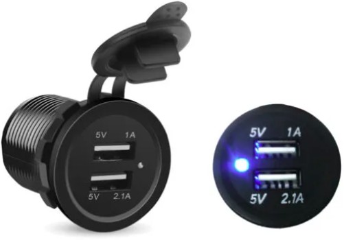 TOMADA CARREGADOR USB VEICULAR LED AZUL 12/24V (S/VOLT) TRC586000