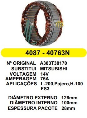 40763 EST. MITSUBISHI E126 I100 L200/PAJERO/H100 12V 75A