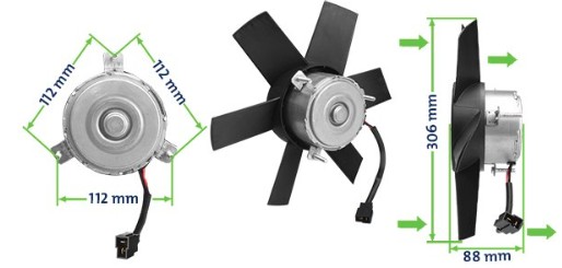 IK9046 ELETROVENTILADOR UNO/FIORINO/PREMIO/ELBA 6PAS MT.100MM 306MM C/CHICOTE