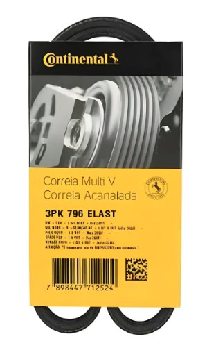 3PK0796 CORREIA AR COND. GOL G5/FOX 1.0/1.6 8V EA111 09/ ELASTICA (CONTINENTAL)