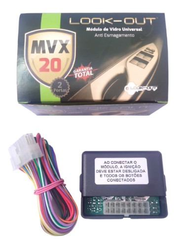 MODULO LEVANTAMENTO VIDRO UNIVERSAL MVX20 (PRETO) BOTAO CONVENCIONAL 2 PTS LOOK OUT
