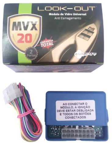 MODULO LEVANTAMENTO VIDRO UNIVERSAL MVX20 (AZUL) BOTAO RESISTIVO 2 PTS LOOK OUT