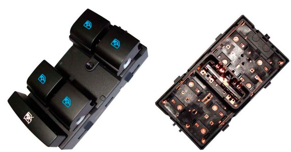 OP021130 INTERRUPTOR VIDRO ONIX/SPIN/COBALT QUADRUPLO C/TRAVA VIDROS LED AZUL 12T