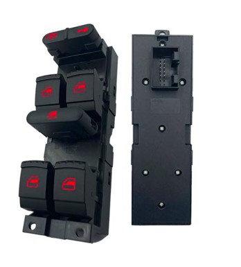 OP021285 INTERRUPTOR VIDRO JETTA/PASSAT/GOLF QUADRUPLO C/BLOQ. VIDRO/TRAVA PORTAS LED VM 9T