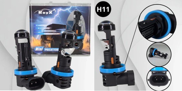 MINIPJTH11 KIT LED H11 MINI PROJETOR 6000K 14.000 LUMENS BIVOLT RAYX