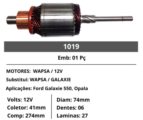 1019 IND. PART. WASPA GALAX 12V C274 D74 6D