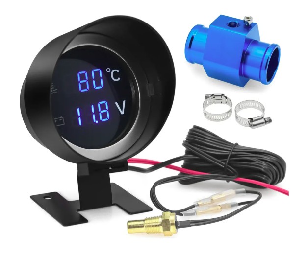 KIT RELOGIO TEMPERATURA UNIVERSAL DIGITAL C/ADAPTADOR/SENSOR E VOLTIMETRO