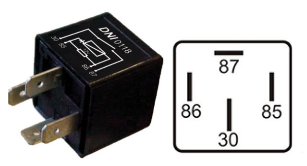 DNI0118 RELE AUXILIAR 12V 4T 40A C/DIODO RESISTOR VW/FORD 